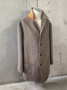 BULLOCK & JONES THOMAS TWEED WOOL TOP COAT JACKET SIZE XL ITALY